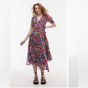 TOPSHOP floral wrap dress size 4